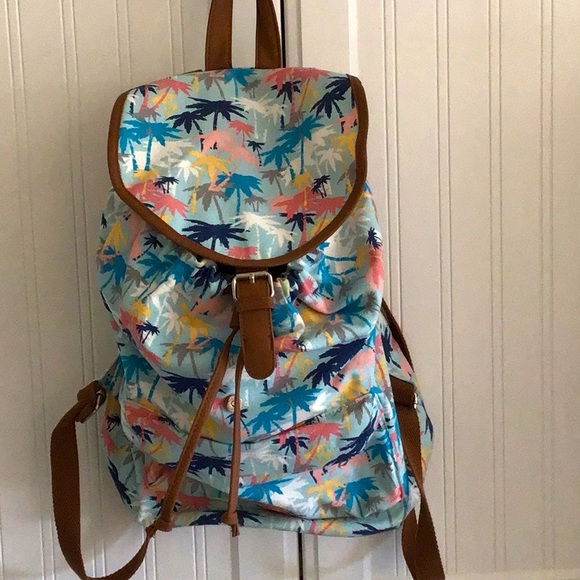 Candies Colorful Palm Tree Canvas Backpack. - Picture 1 of 6